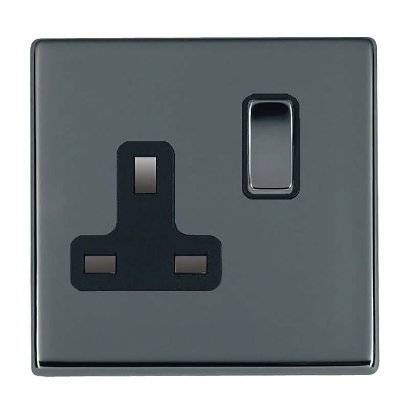 Hartland G2 7G28SS1BK-B 1 gang 13A Double Pole Switched Socket Black Nickel with Black Nickel/Black Inserts