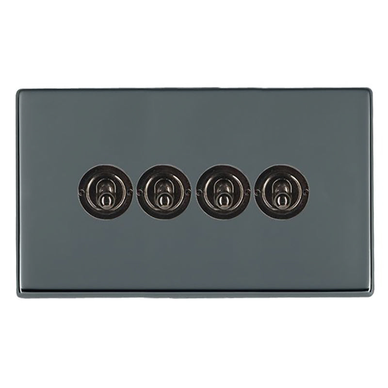 Hartland G2 7G28T24 4 gang 20AX 2 Way FL Toggle Black Nickel with Black Nickel Inserts