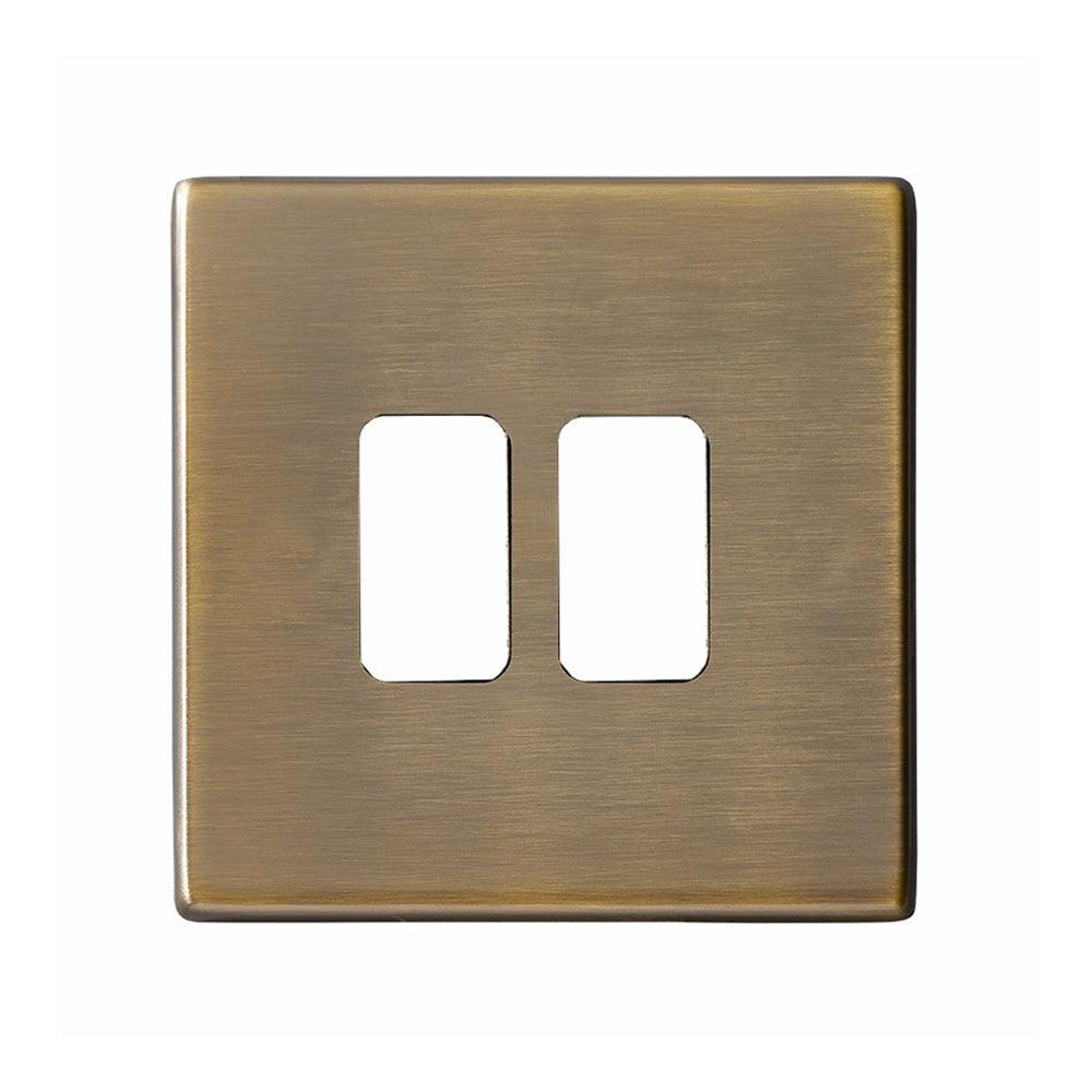 Hartland G2 7G292MFL 2 Module Front Loading Aperture Plate with Grid and Gasket Antique Brass