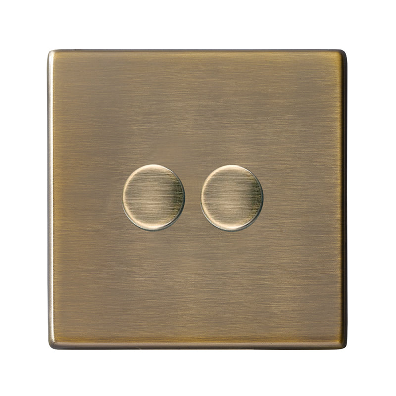 Hartland G2 7G292XL-SD250MW 1 gang 250W/VA Wi-Fi Rotary Master LED Trailing Edge Dimmer Antique Brass with Antique Brass Inserts