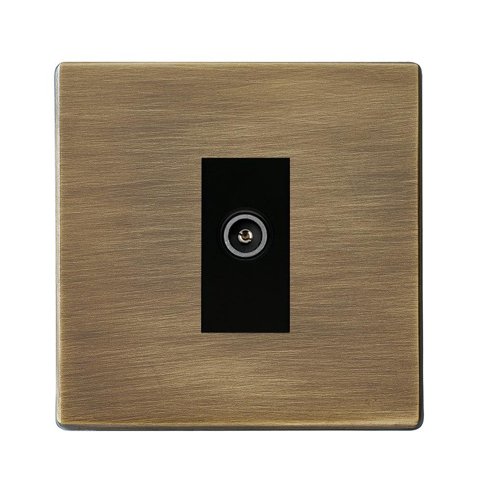 Hartland G2 7G29DTVFB 1 gang Non-Isolated TV (female) (DAB Compatible) Antique Brass with Black Inserts