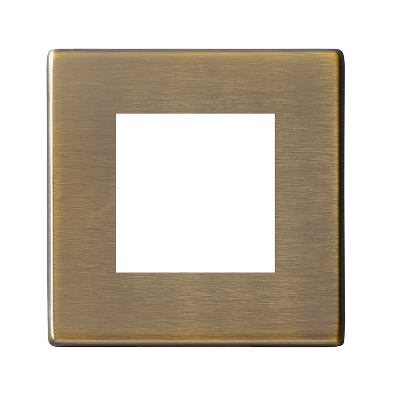 Hartland G2 7G29EURO2 2 gang EuroFix 50x50mm Apertured Plate with Grid Antique Brass