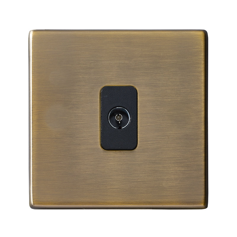Hartland G2 7G29TVIB 1 gang Isolated TV 1in/1out Antique Brass with Black Inserts