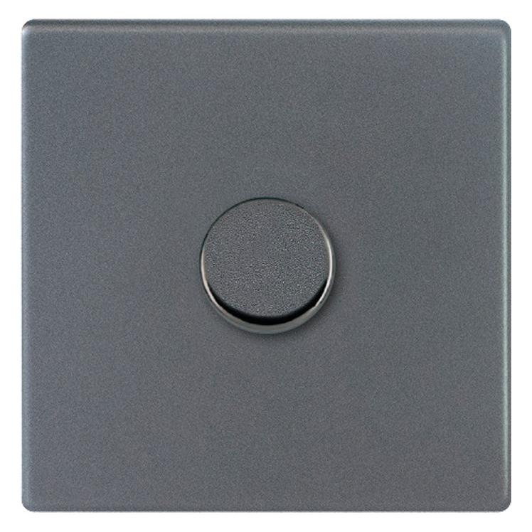 Hartland G2 7G2A1XLEDITB100 1 gang 100W LED Trailing/Leading Edge Push On/Off Rotary 2 Way Switching Dimmer Anthra Gray with Anthra Gray Inserts