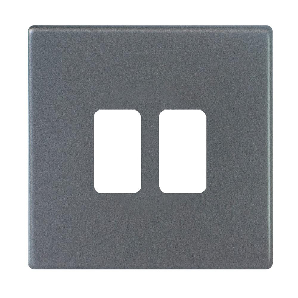 Hartland G2 7G2A2MFL 2 Module Front Loading Aperture Plate with Grid and Gasket Anthra Gray