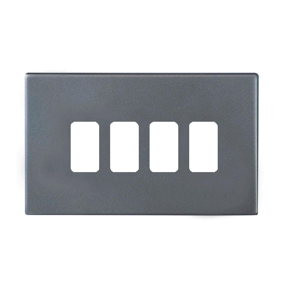Hartland G2 7G2A4MFL 4 Module Front Loading Aperture Plate with Grid and Gasket Anthra Gray