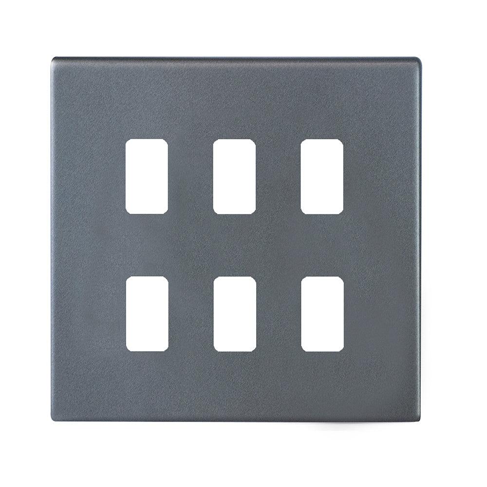 Hartland G2 7G2A6MFL 6 Module Front Loading Aperture Plate with Grid and Gasket Anthra Gray