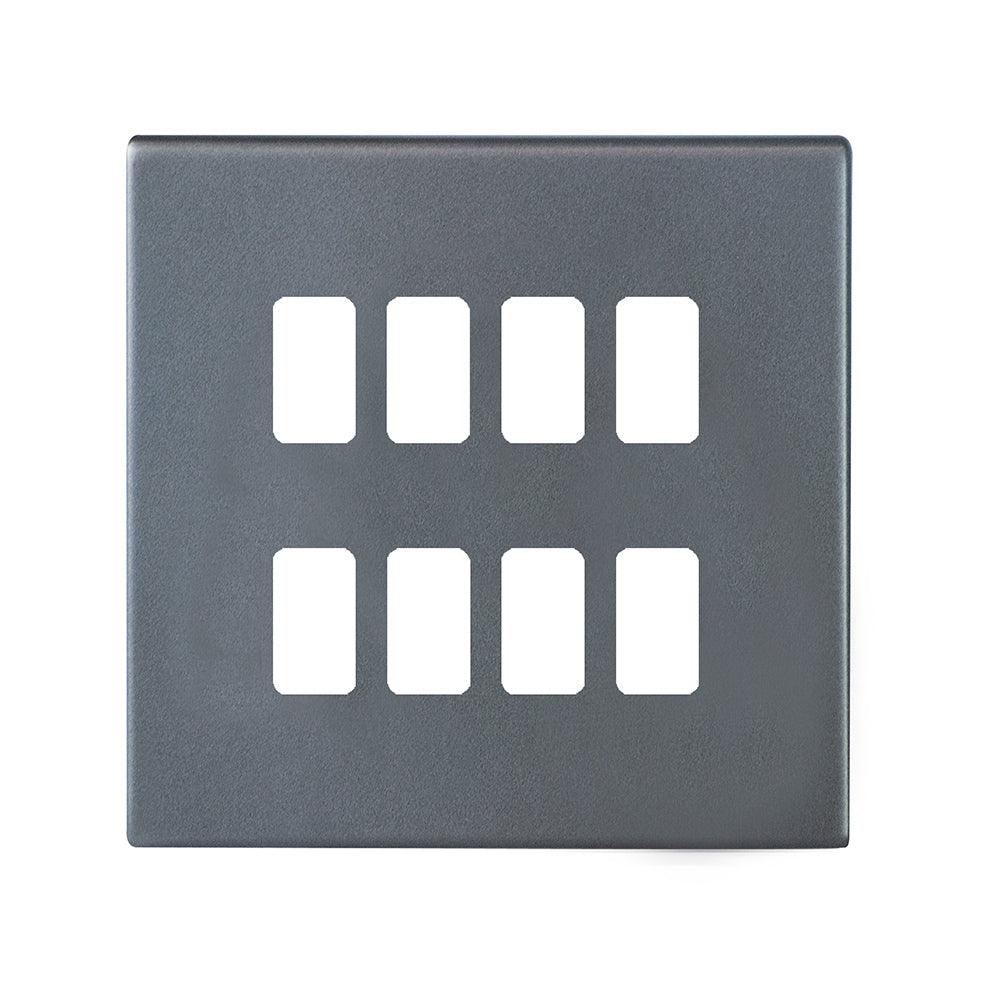 Hartland G2 7G2A8MFL 8 Module Front Loading Aperture Plate with Grid and Gasket Anthra Gray