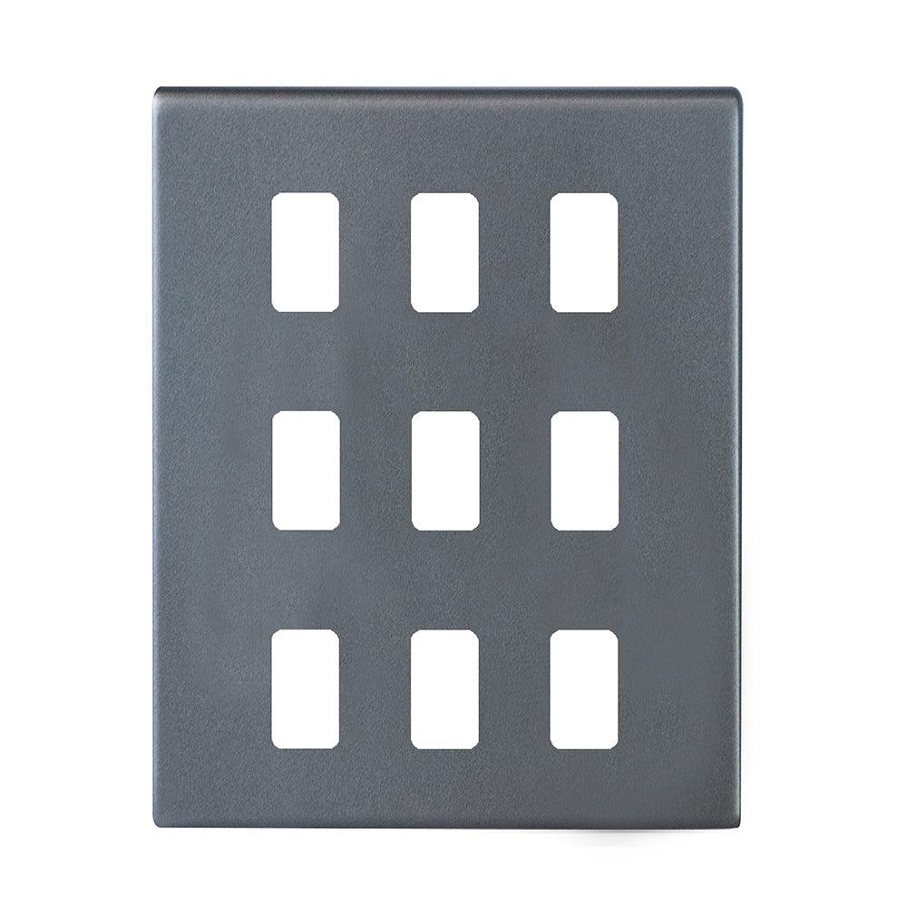 Hartland G2 7G2A9MFL 9 Module Front Loading Aperture Plate with Grid and Gasket Anthra Gray