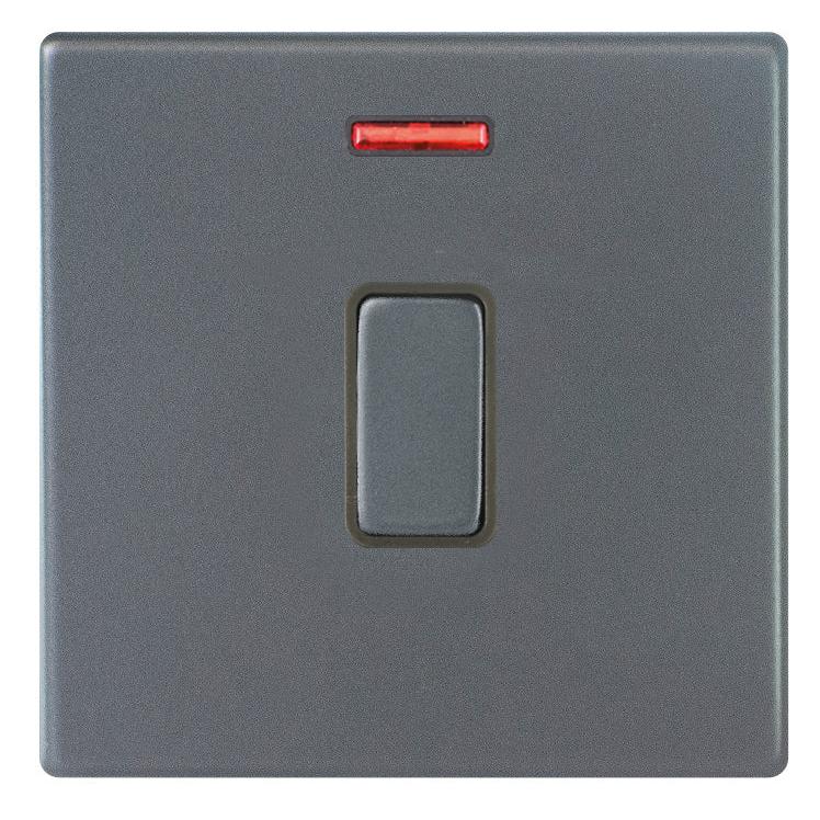 Hartland G2 7G2ADPNGA-QG 1 gang 20AX Double Pole Rocker + Neon Anthra Gray with Anthra Gray/Quartz Grey Inserts