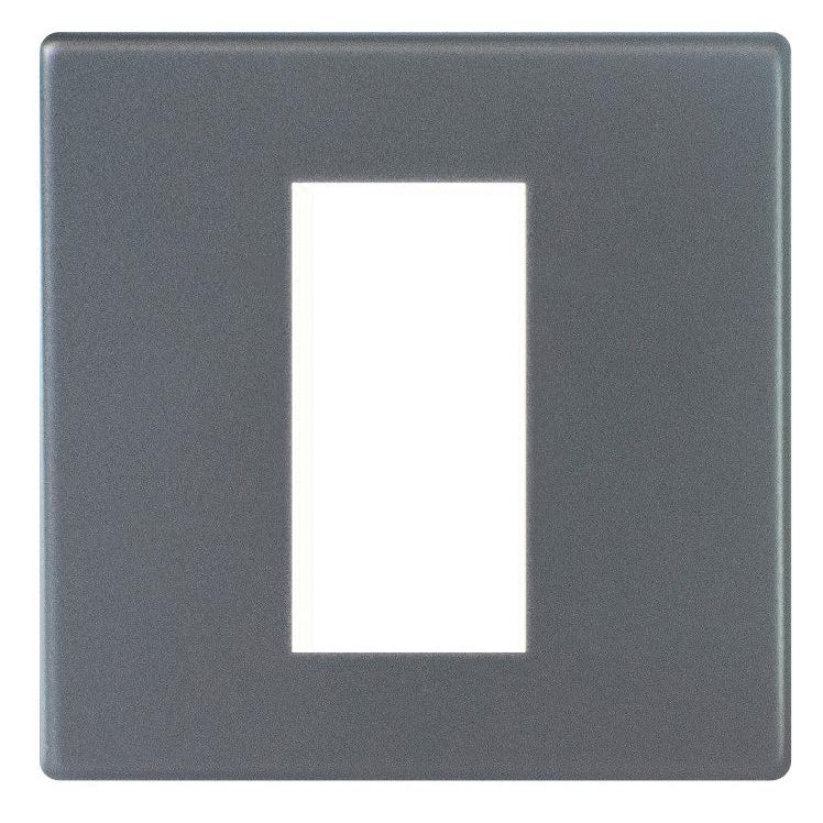 Hartland G2 7G2AEURO1 1 gang EuroFix 25x50mm Apertured Plate with Grid Anthra Gray