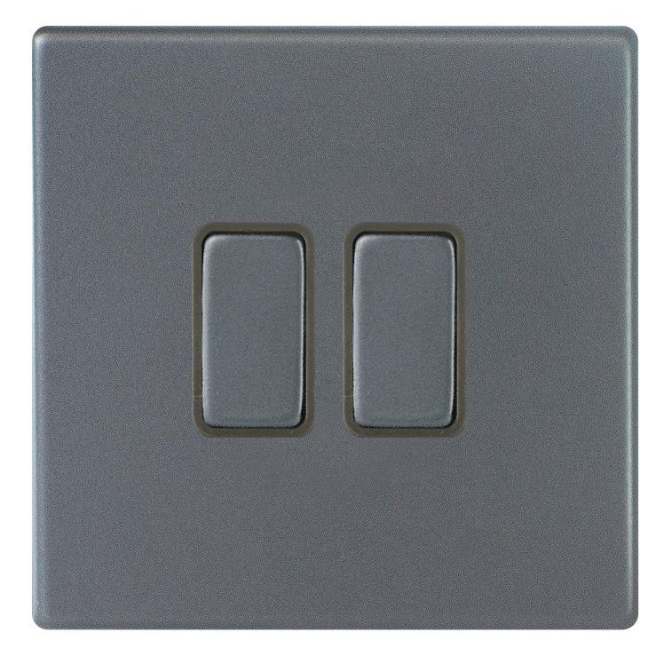 Hartland G2 7G2AR22GA-QG 2 gang 10AX 2 Way Rocker Anthra Gray with Anthra Gray/Quartz Grey Inserts