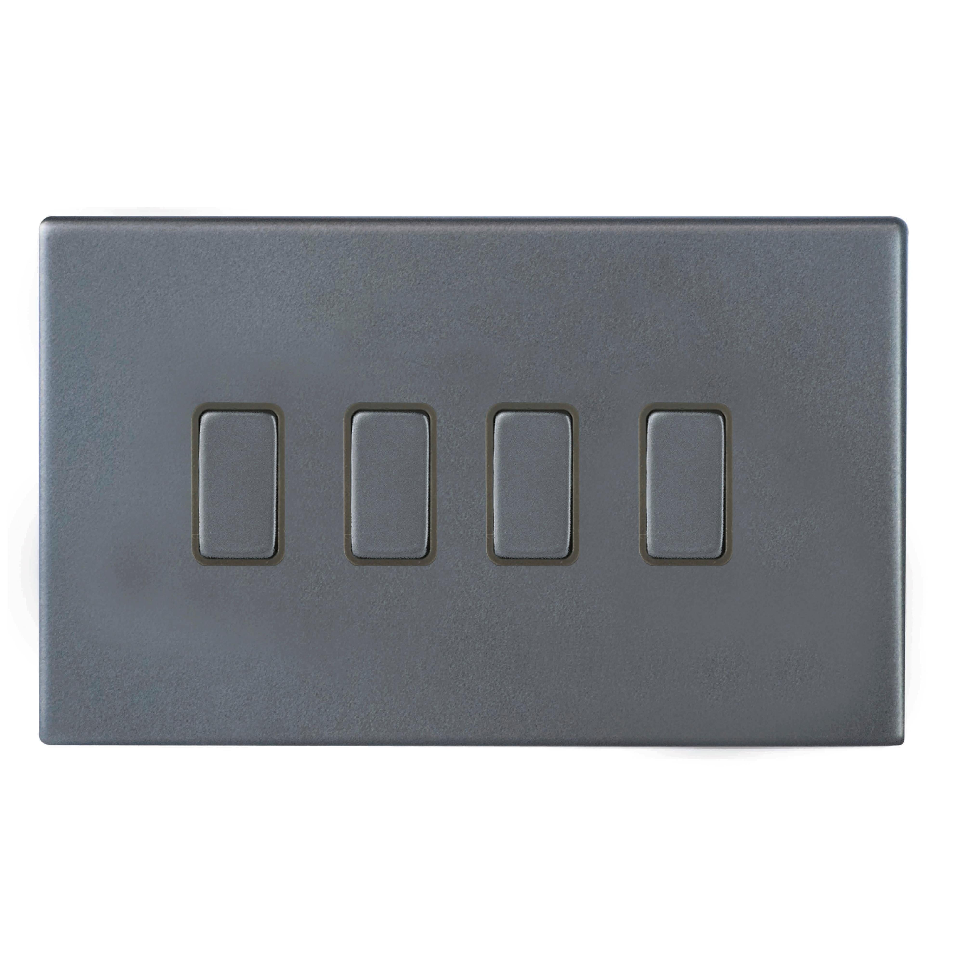 Hartland G2 7G2AR24GA-QG 4 gang 10AX 2 Way Rocker Anthra Gray with Anthra Gray/Quartz Grey Inserts