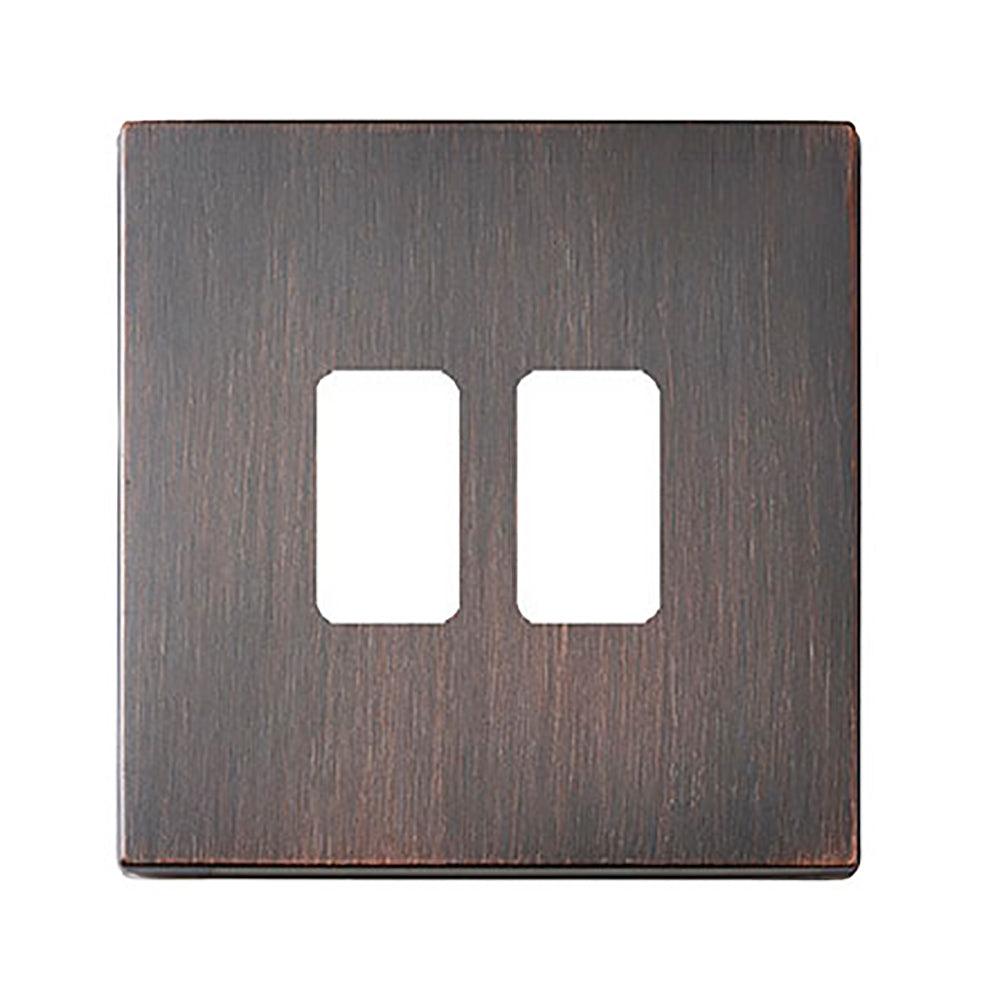 Hartland G2 7G2EB2MFL 2 Module Front Loading Aperture Plate with Grid and Gasket Etrium Bronze