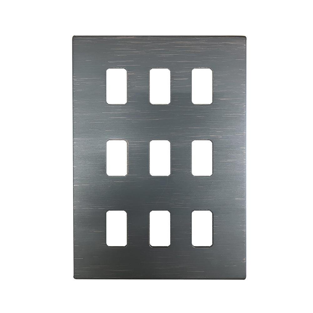 Hartland G2 7G2EB9MFL 9 Module Front Loading Aperture Plate with Grid and Gasket Etrium Bronze