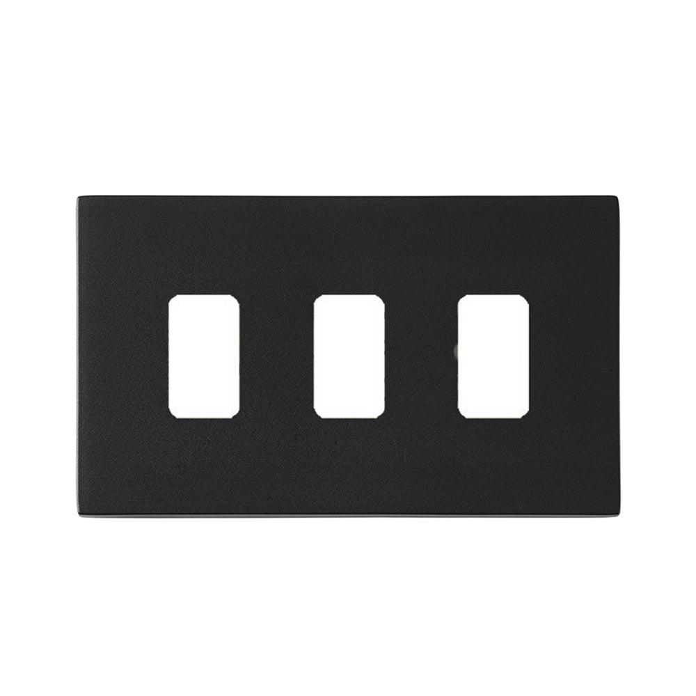 Hartland G2 7G2MB3MFL 3 Module Front Loading Aperture Plate with Grid and Gasket Matt Black