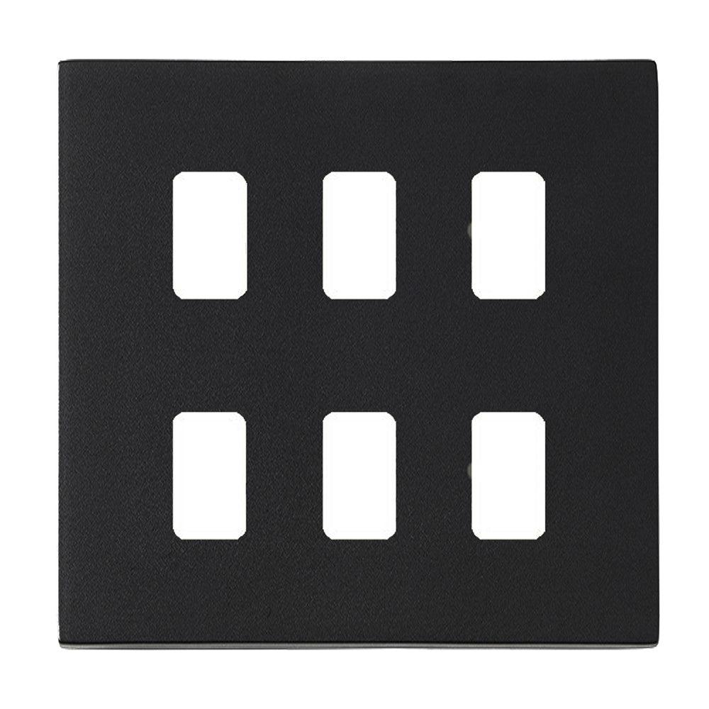 Hartland G2 7G2MB6MFL 6 Module Front Loading Aperture Plate with Grid and Gasket Matt Black