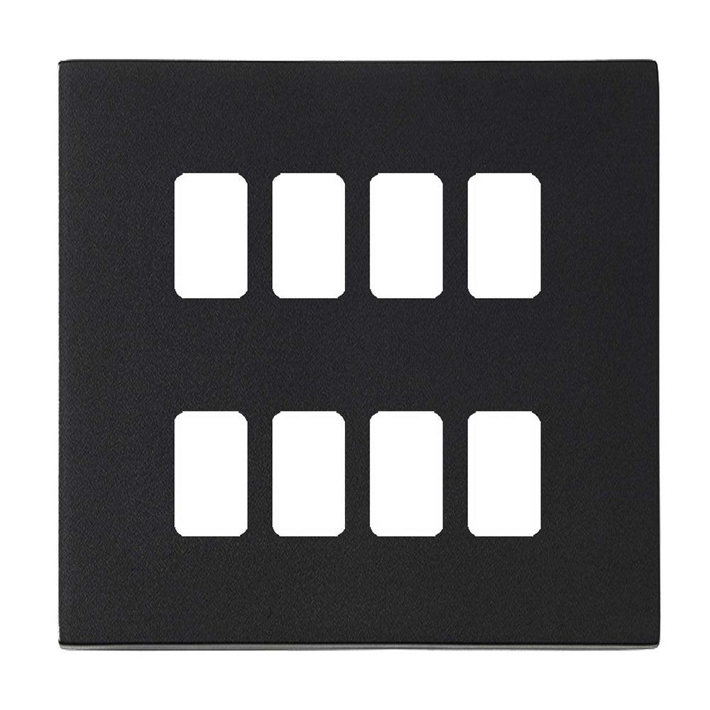 Hartland G2 7G2MB8MFL 8 Module Front Loading Aperture Plate with Grid and Gasket Matt Black