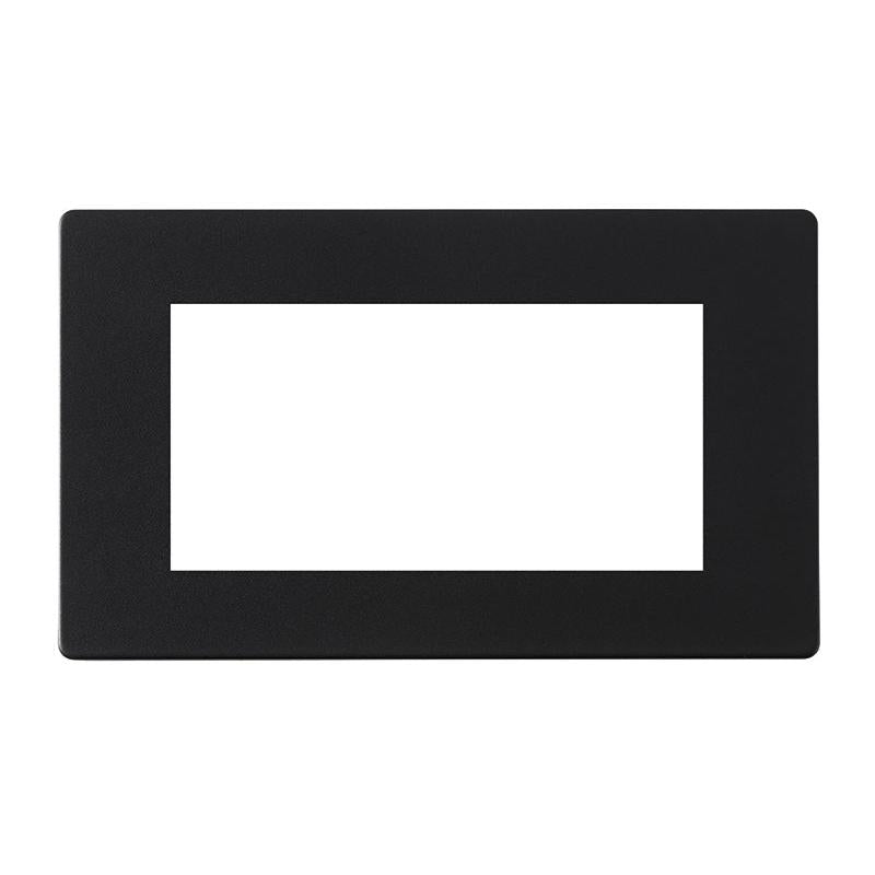 Hartland G2 7G2MBEURO4 4 gang EuroFix 100x50mm Apertured Plate with Grid Matt Black