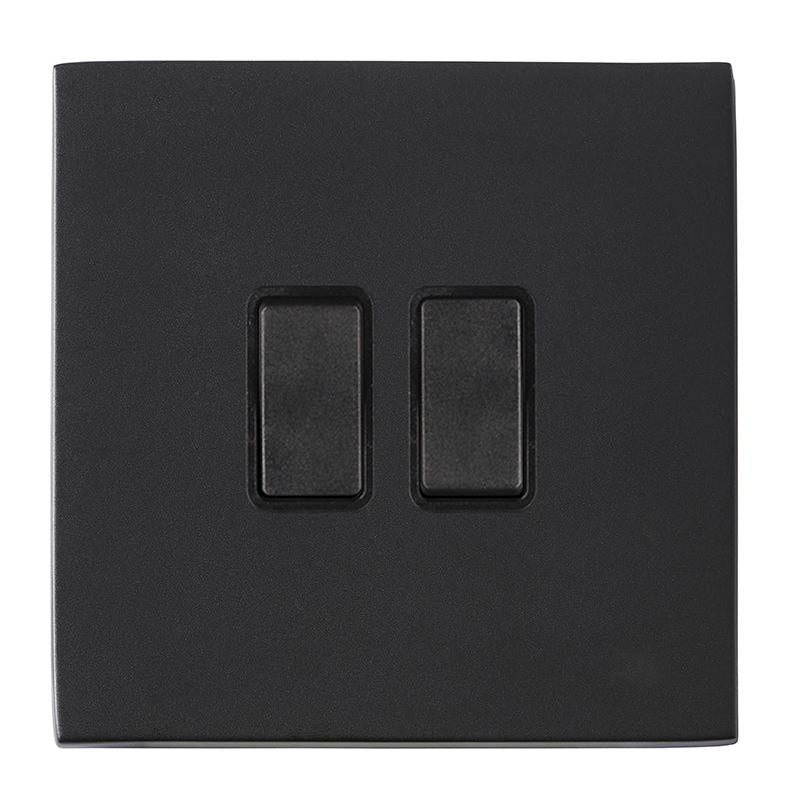 Hartland G2 7G2MBR32BL-B 2 gang 10AX Intermediate Rocker Matt Black with Black/Black Inserts