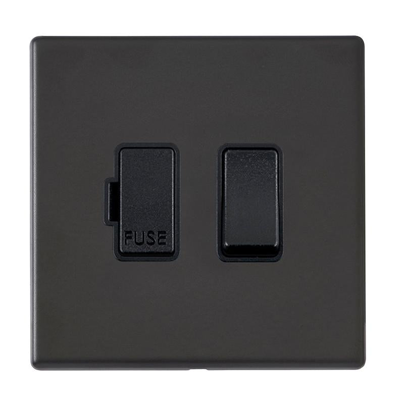 Hartland G2 7G2MBSPBL-B 1 gang 13A Double Pole Fused Spur Matt Black with Black/Black Inserts