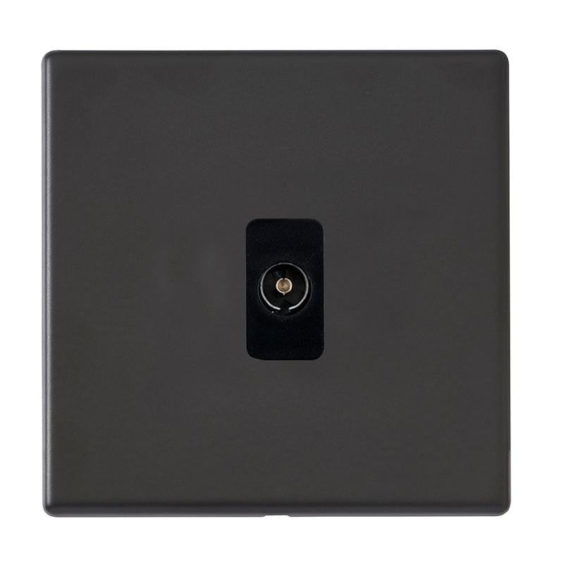 Hartland G2 7G2MBTVIB 1 gang Isolated TV 1in/1out Matt Black with Black Inserts