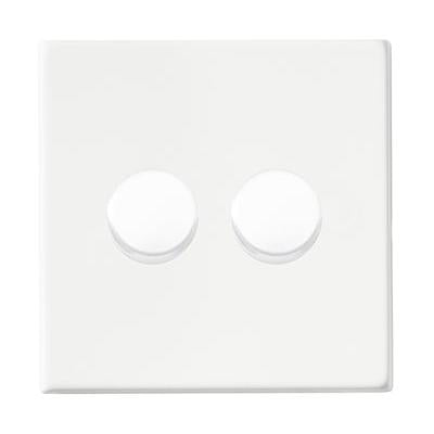 Hartland G2 7G2MW2XLEDITB250 2 gang 250W LED Trailing/Leading Edge Push On/Off Rotary 2 Way Switching Dimmer Matt White with Matt White Inserts