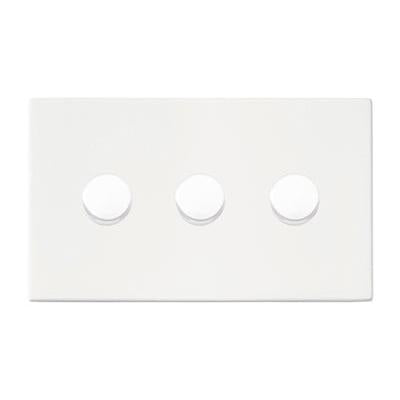 Hartland G2 7G2MW3XLEDITB100 3 gang 100W LED Trailing/Leading Edge Push On/Off Rotary 2 Way Switching Dimmer Matt White with Matt White Inserts