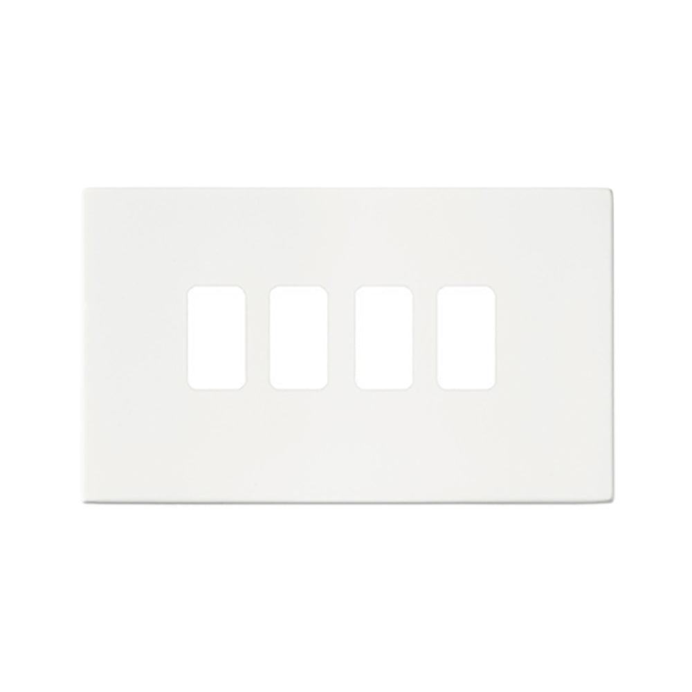 Hartland G2 7G2MW4MFL 4 Module Front Loading Aperture Plate with Grid and Gasket Matt White
