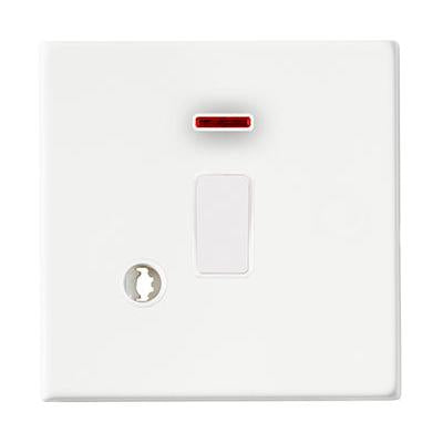 Hartland G2 7G2MWDPNCWH-W 1 gang 20AX Double Pole Rocker + Neon + Cable Outlet Matt White with White/White Inserts