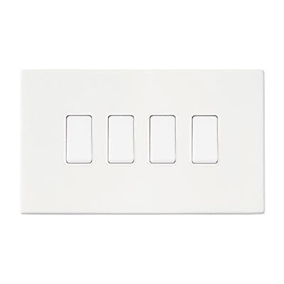 Hartland G2 7G2MWR24WH-W 4 gang 10AX 2 Way Rocker Matt White with White/White Inserts
