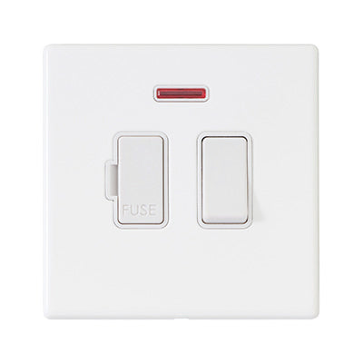 Hartland G2 7G2MWSPNWH-W 1 gang 13A Double Pole Fused Spur + Neon Matt White with White/White Inserts