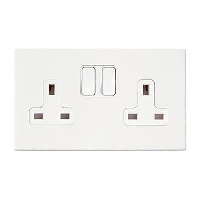 Hartland G2 7G2MWSS2WH-W 2 gang 13A Double Pole Switched Socket Matt White with White/White Inserts