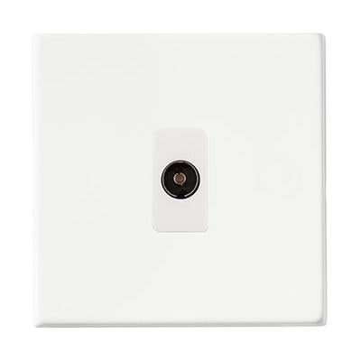 Hartland G2 7G2MWTVIW 1 gang Isolated TV 1in/1out Matt White with White Inserts