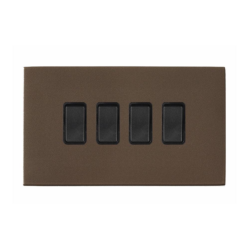 Hartland G2 7G2RBR24BL-B 4 gang 10AX 2 Way Rocker Richmond Bronze with Black/Black Inserts