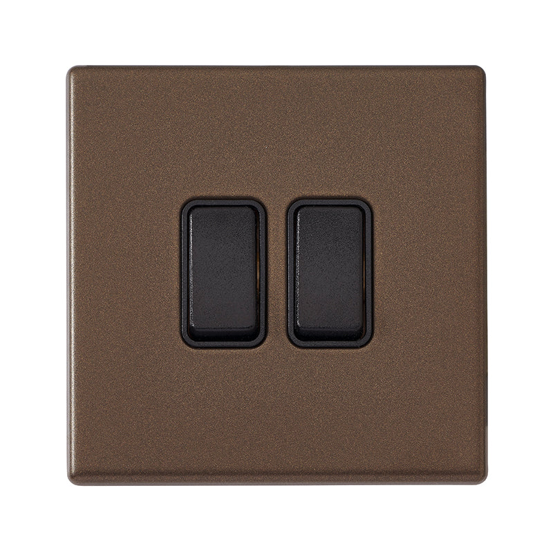 Hartland G2 7G2RBR32BL-B 2 gang 10AX Intermediate Rocker Richmond Bronze with Black/Black Inserts