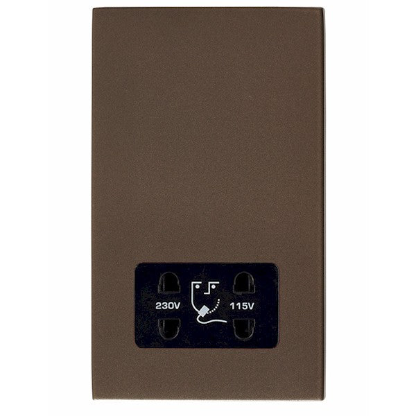 Hartland G2 7G2RBSHSB Shaver Dual Voltage Unswitched Socket (Vertically Mounted) Richmond Bronze with Black Inserts