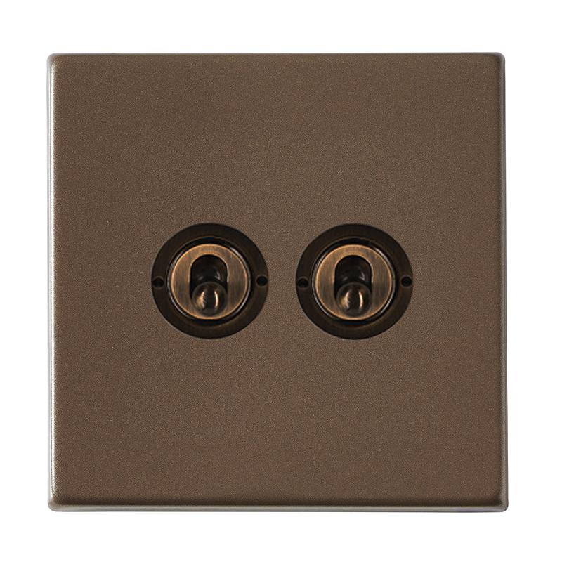Hartland G2 7G2RBT22 2 gang 20AX 2 Way FL Toggle Richmond Bronze with Richmond Bronze Inserts