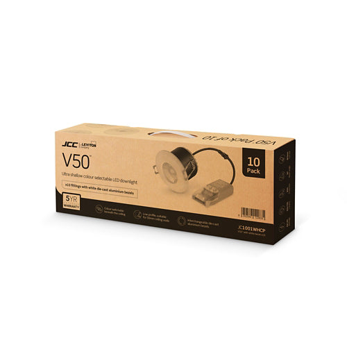 JCC JC1001WHCP V50™ Fire-rated Downlight 6W IP65 C/W White bezel Contractor Pack (QTY 10)