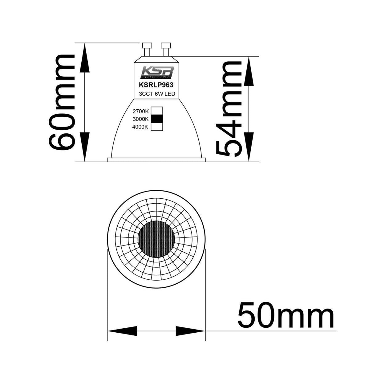 KSR KSRLP963 6W GU10 Dimmable LED Lamp CCT Selectable