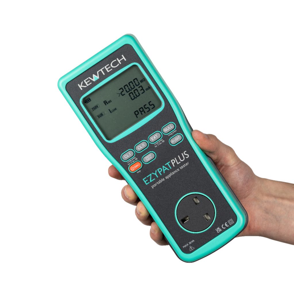 Kewtech EZYPATPLUS Hand Held Battery Operated PAT Tester with Run Leakage