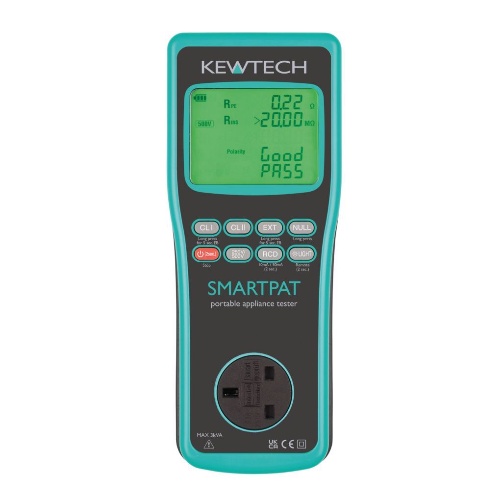 Kewtech SMARTPAT Hand Held Battery Operated PAT Tester with Run Leakage