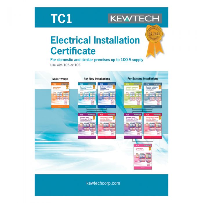 Kewtech TC1 Electrical Installation Certificate Pad