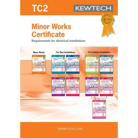 Kewtech TC2 Minor Works Certificate Pad