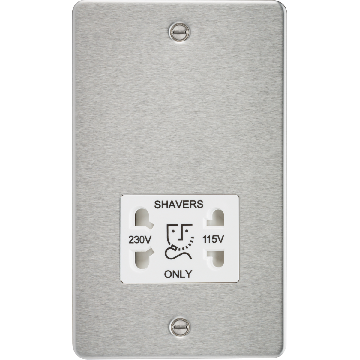 Knightsbridge FP8900BCW 115/230V Dual Voltage Shaver Socket Brushed Chrome with White Insert
