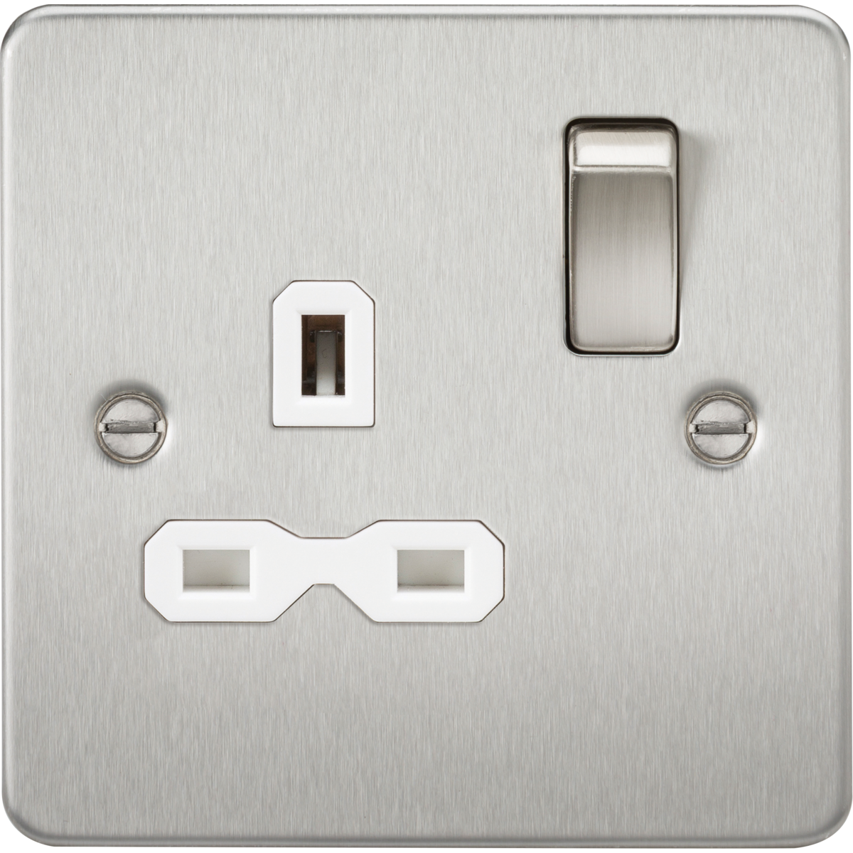 Knightsbridge FPR7000BCW 13A 1G DP Switched Socket Brushed Chrome with White Insert