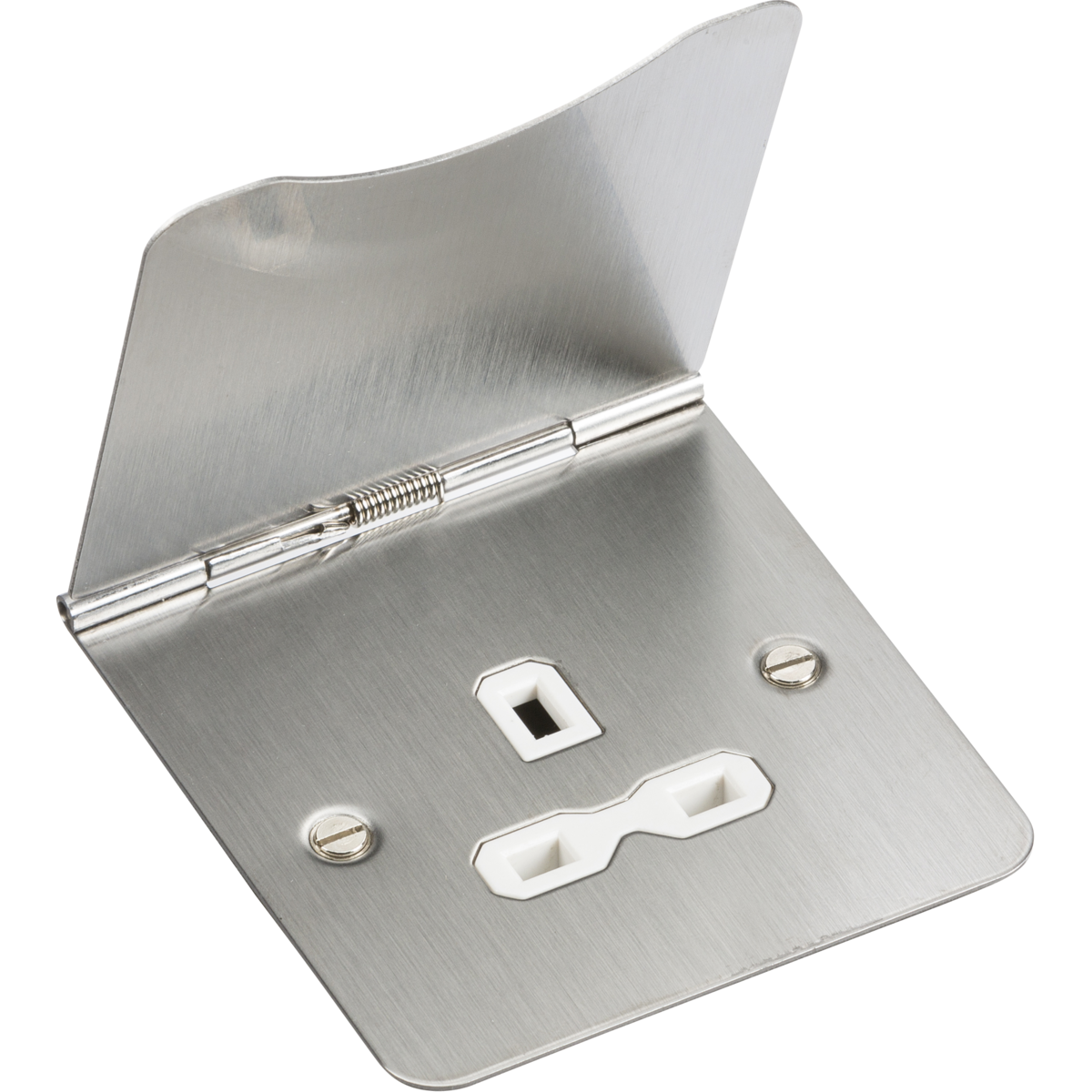 Knightsbridge FPR7UBCW 13A 1G Unswitched Floor Socket Brushed Chrome with White Insert