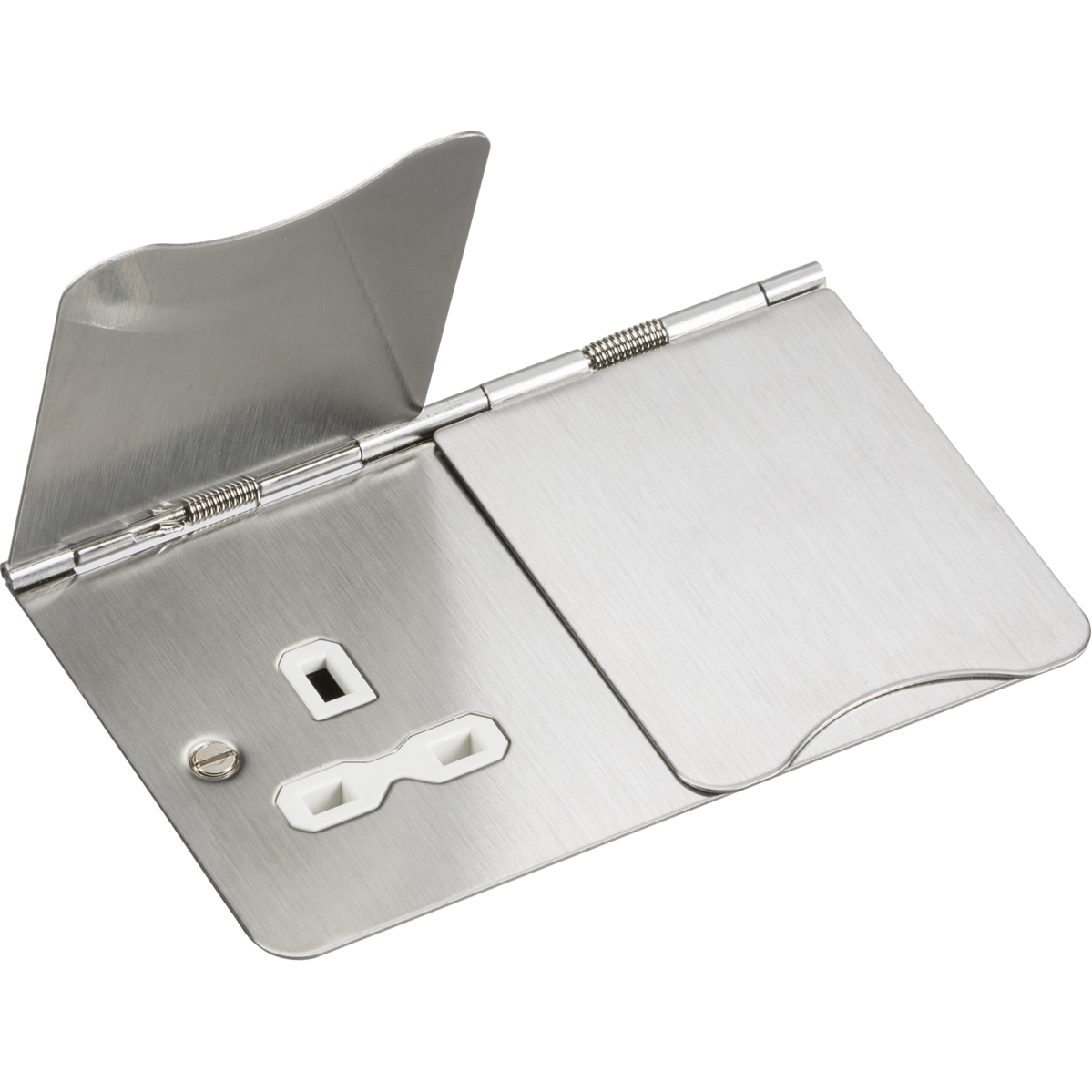 Knightsbridge FPR9UBCW 13A 2G Unswitched Floor Socket Brushed Chrome with White Insert