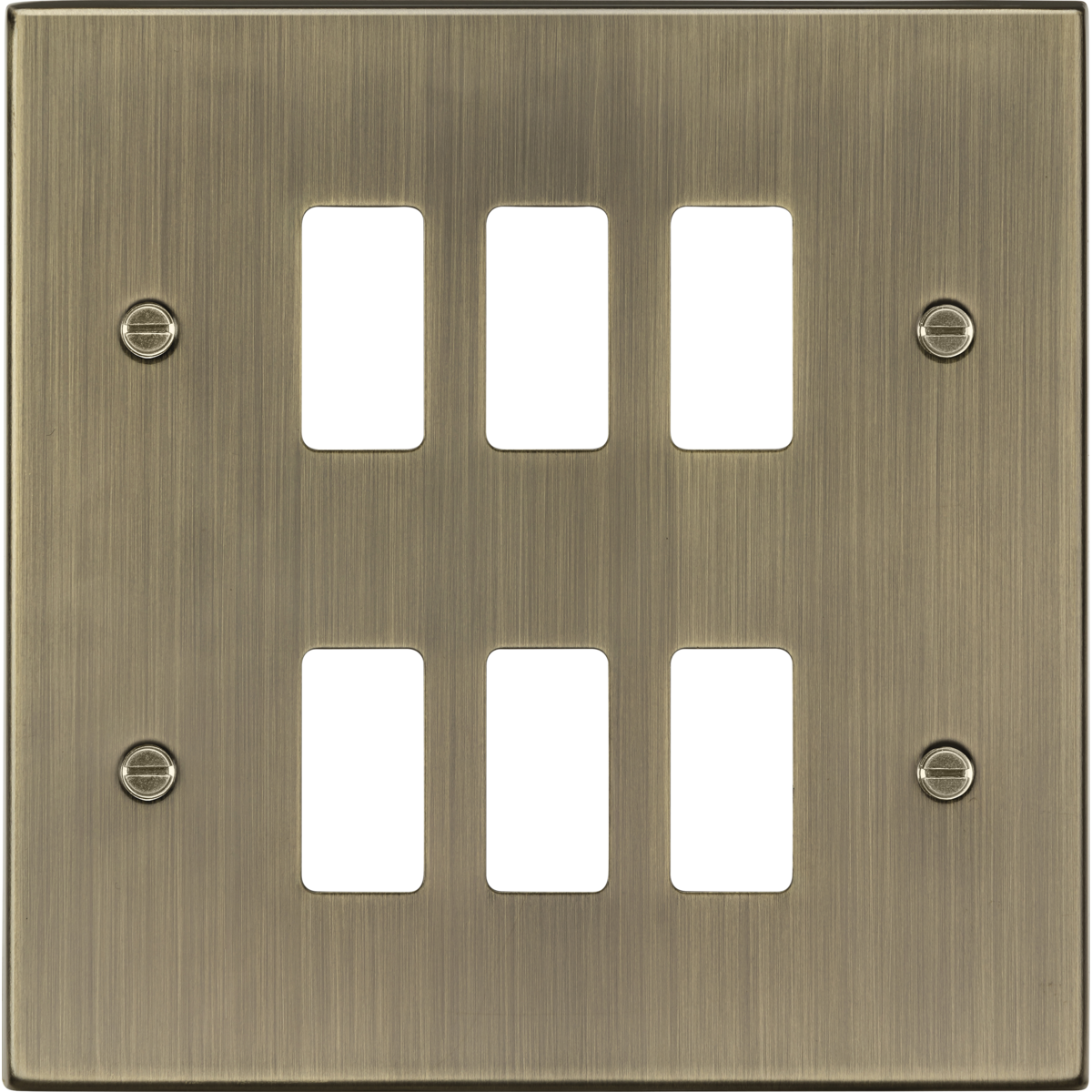 Knightsbridge GDCS6AB 6G Grid Faceplate Antique Brass
