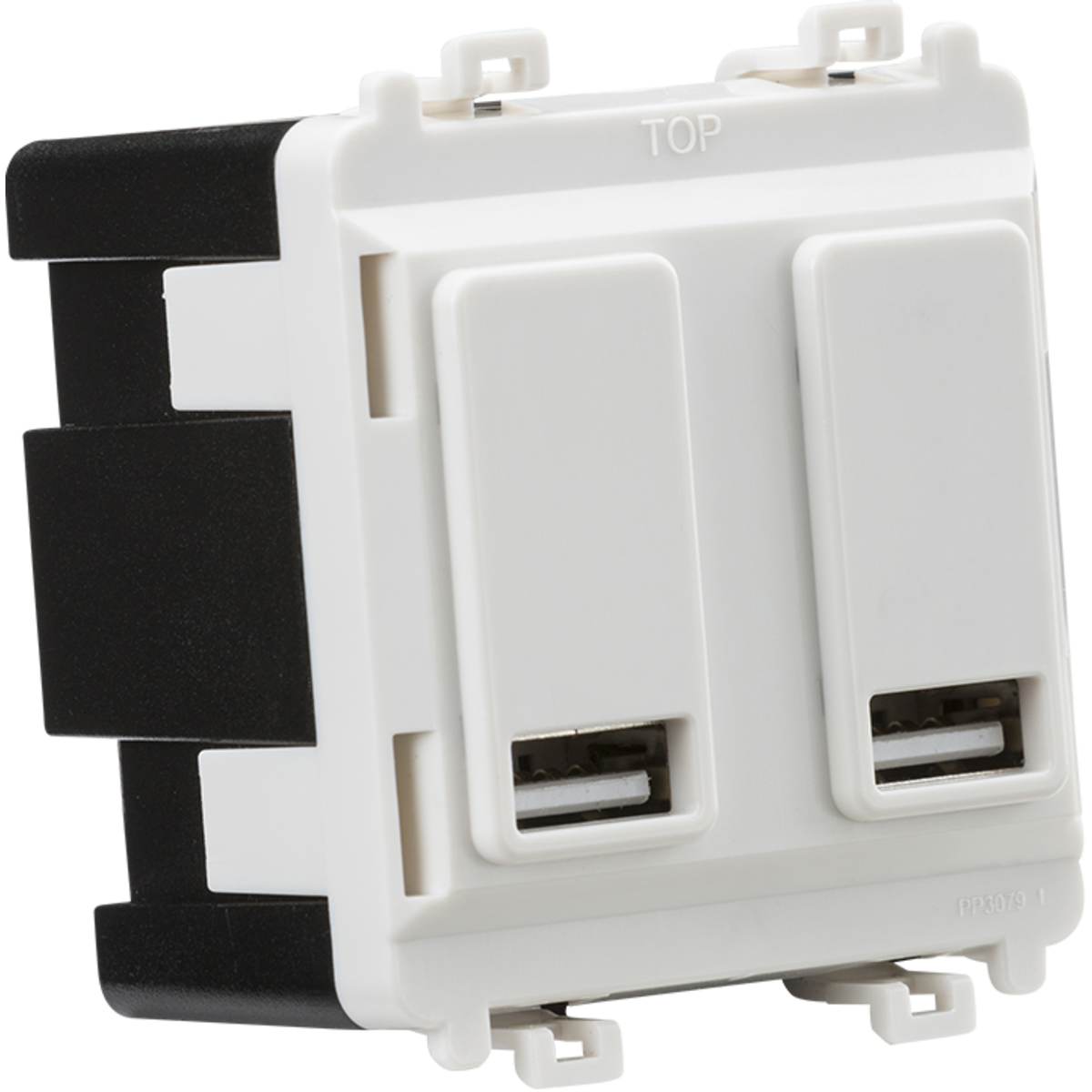 Knightsbridge GDM016U Dual USB charger module (2 x grid positions) 5V 2.4A (shared) - white